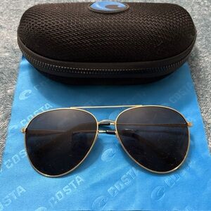 Costa Aviator Style Sunglasses Gold Frame with Black Lenses